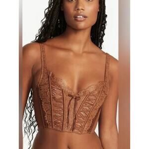 Victoria’s Secret Brown Lace Corset Top Bustier Y2K Lingerie Size XS NWT